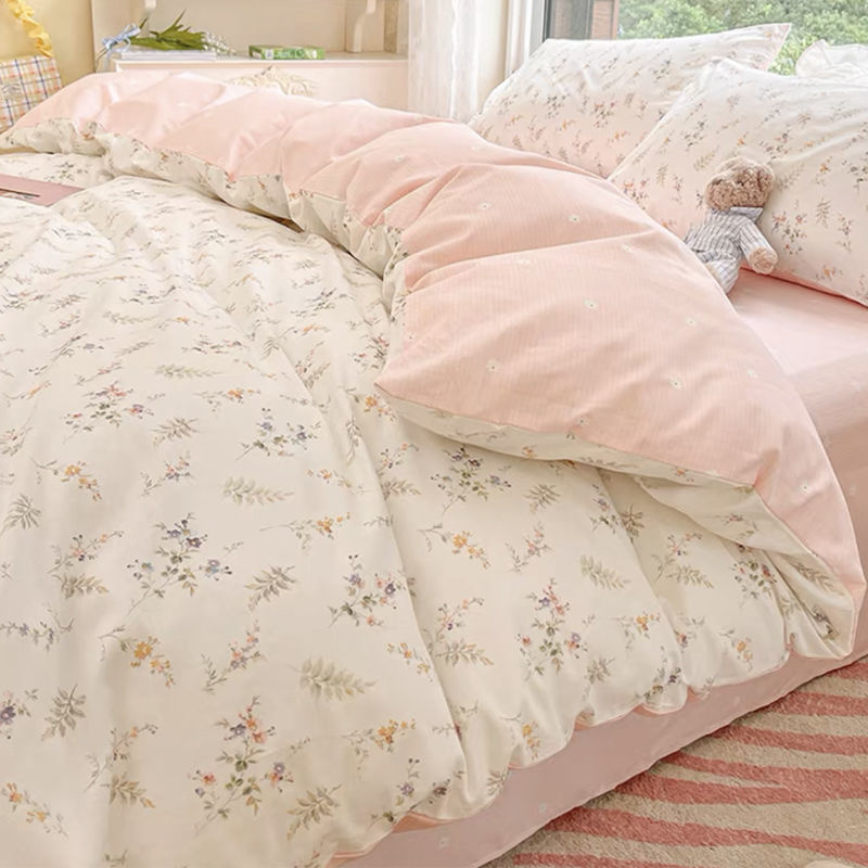 Aesthetic Floral Duvet Cover - Ins Roze Bloemen Beddengoed Set Fashion