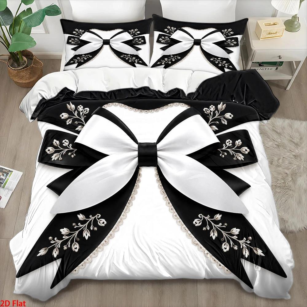 Duvet Cover Sets With Zipper - 3-delige luxe stijlvolle zwart-witte dekbedovertrekset met
