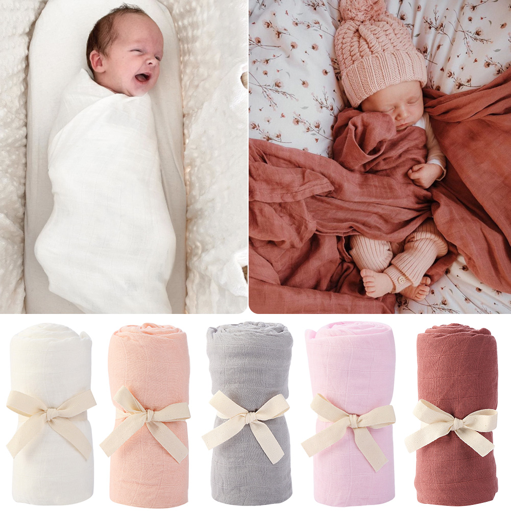 Muslin Cotton Bedspread - Effen Bamboe Katoenen Baby Ontvangstdeken Baby