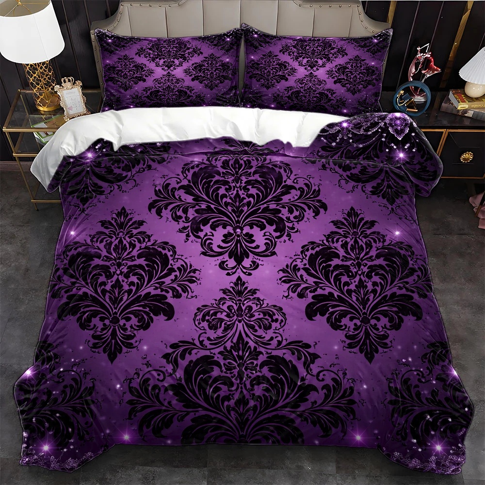Duvet Cover Sets With Zipper - Luxe Bloemendekbedovertrekset 3-delig met Strass -