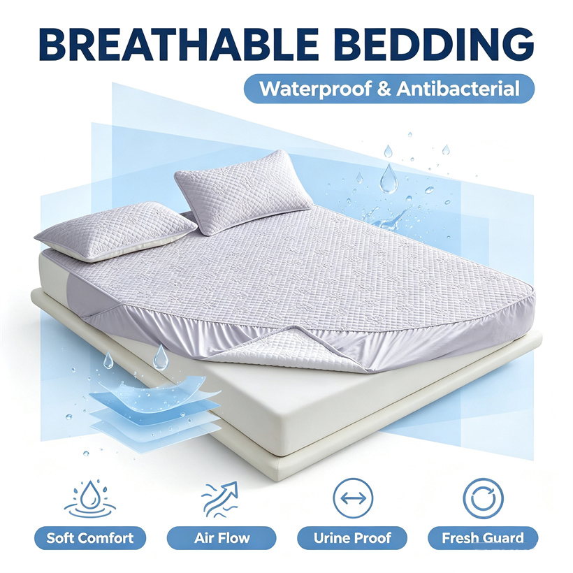 Waterproof Mattress Protector Breathable - Waterdichte, geprägte matrashoes, gewatteerde bedhoes, verdikte