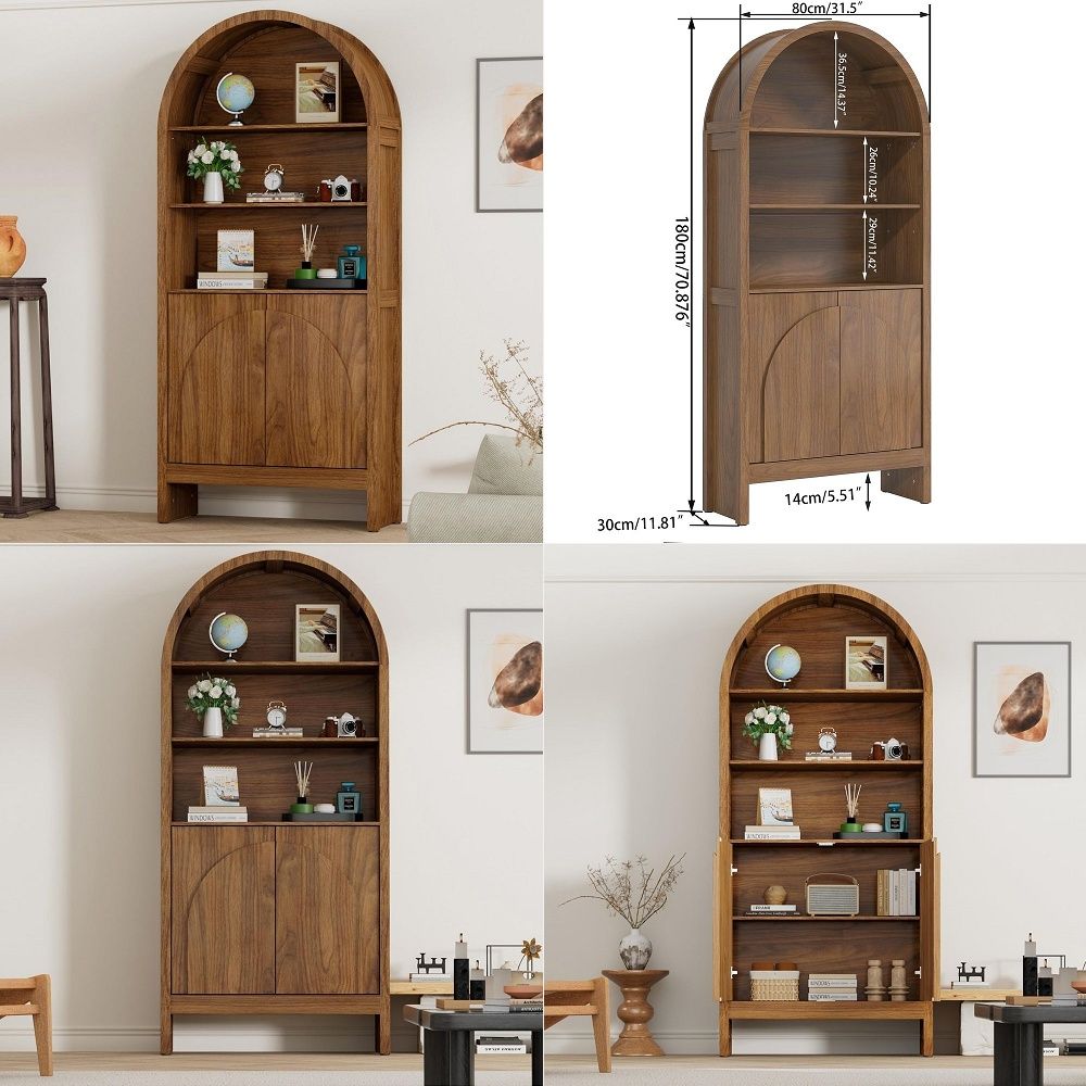 Storage & Organization - Eeuwse gebogen vitrinekast met deuren, hoge