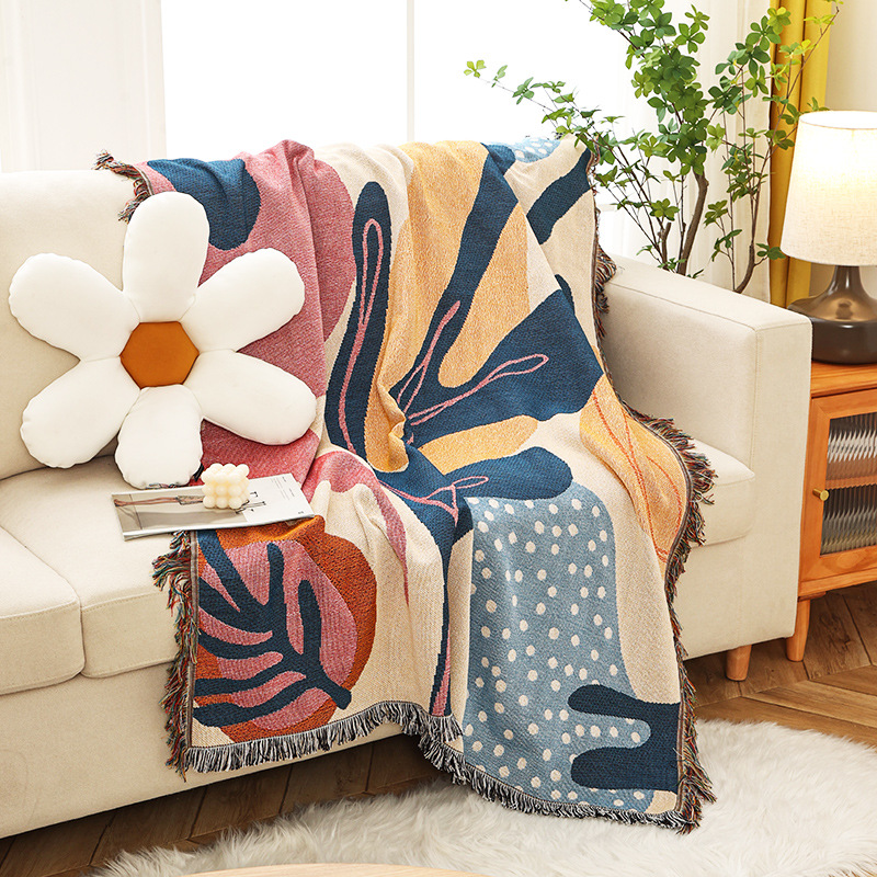 Boho Throw Blanket Fringe - Textiel City Ins Alice Plant Patronen
