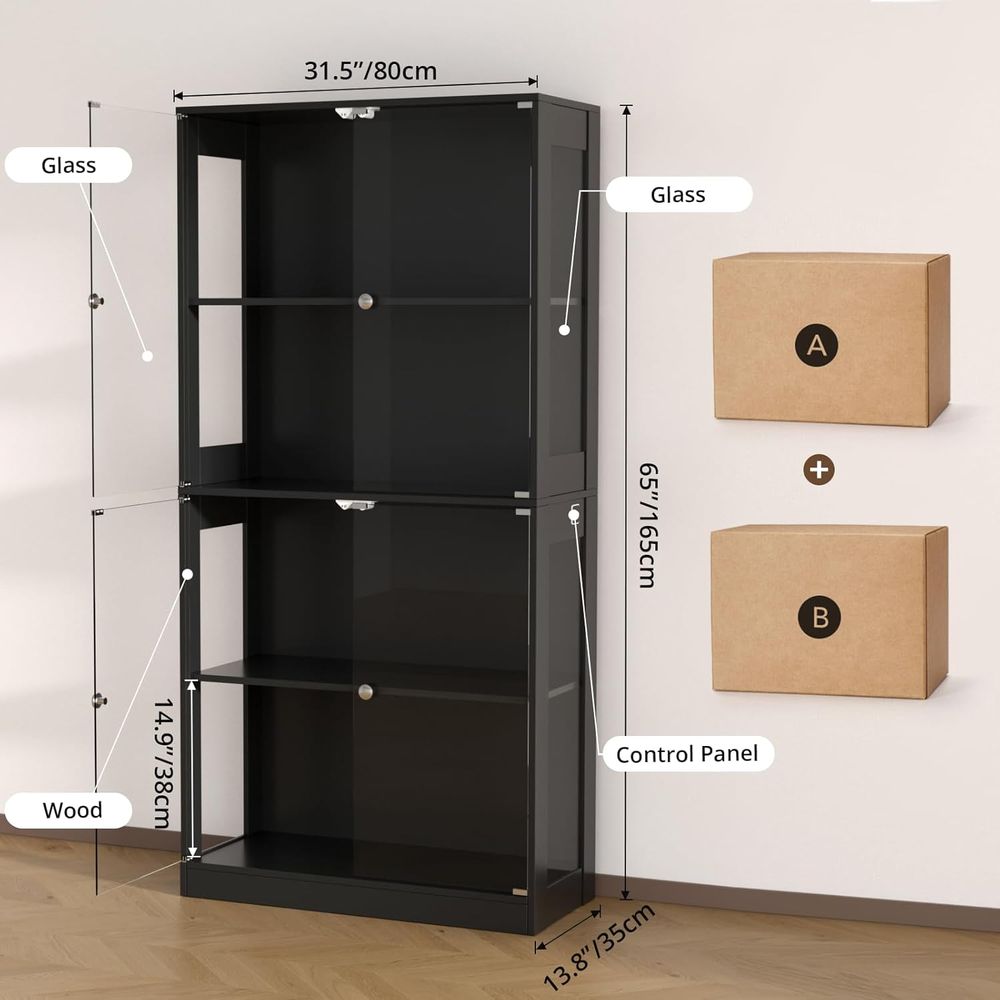 65 glazen vitrinekast, 4-laags - Lighting recensie en prijs
