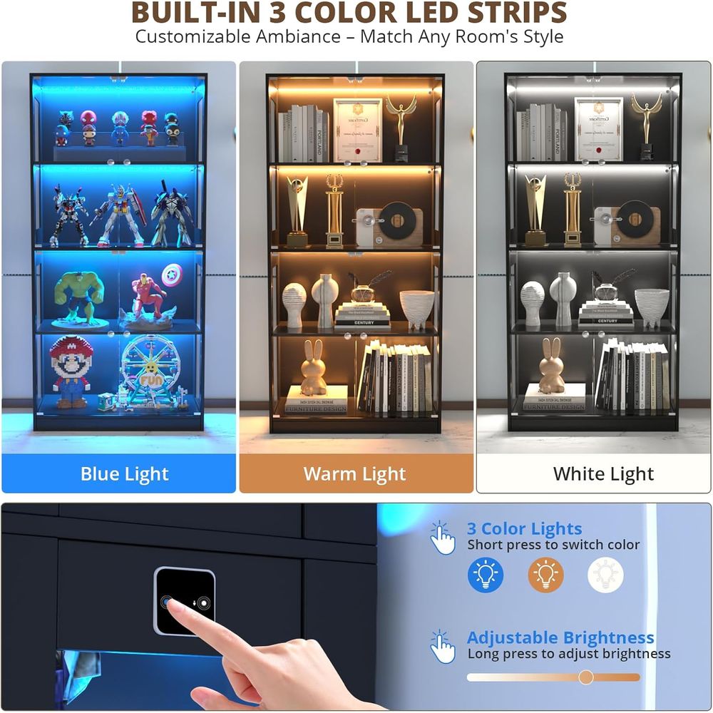 65 glazen vitrinekast, 4-laags - Lighting recensie en prijs