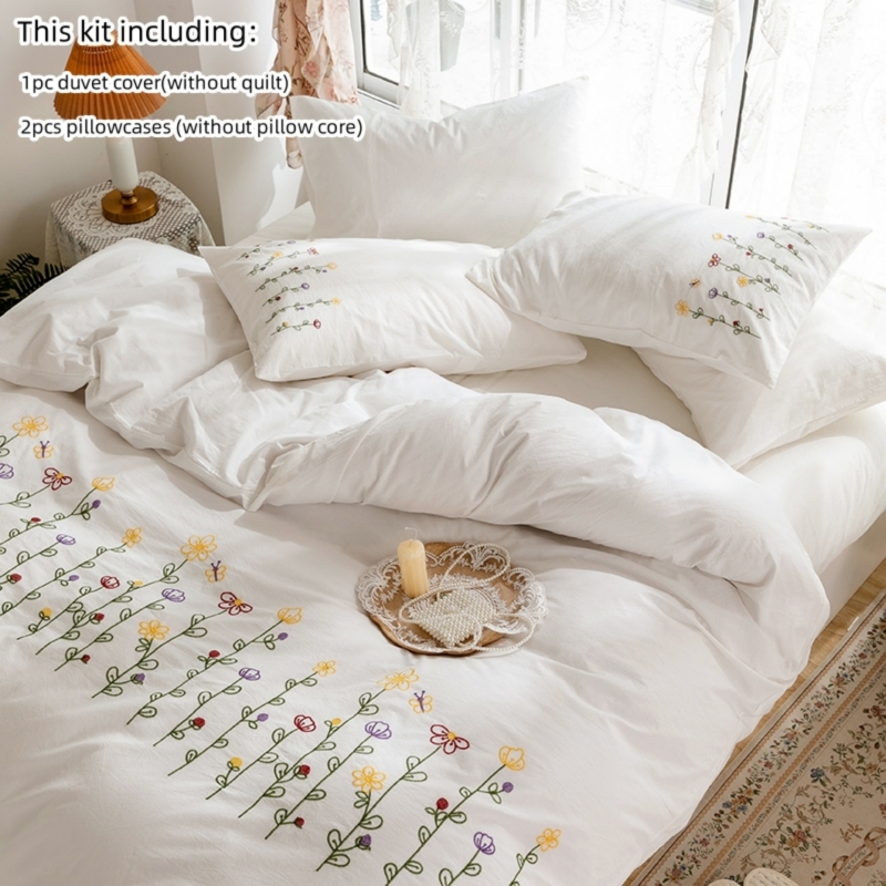 3-delige geborduurde dekbedove - Aesthetic Floral Duvet Cover recensie en prijs