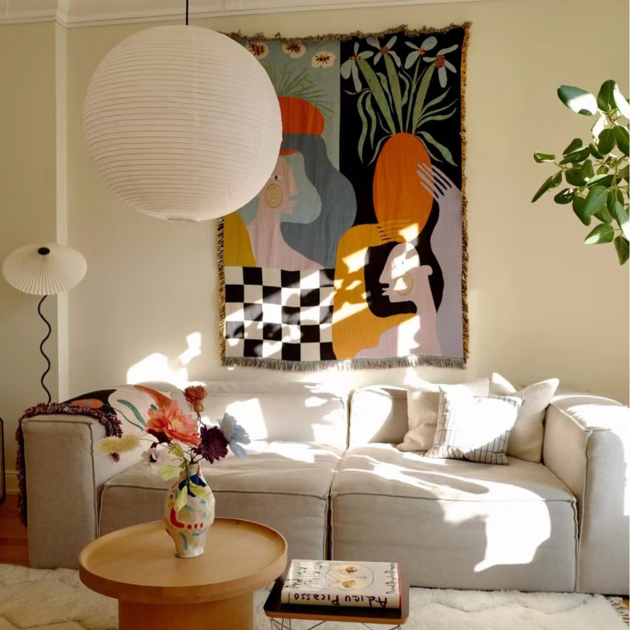 Modern abstract kunsttapijt Bo - Boho Throw Blanket Fringe recensie en prijs