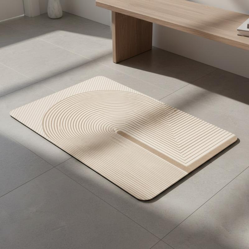 Beige gestreepte diatomiet bad - Quick Dry Diatomite Bath Mat recensie en prijs