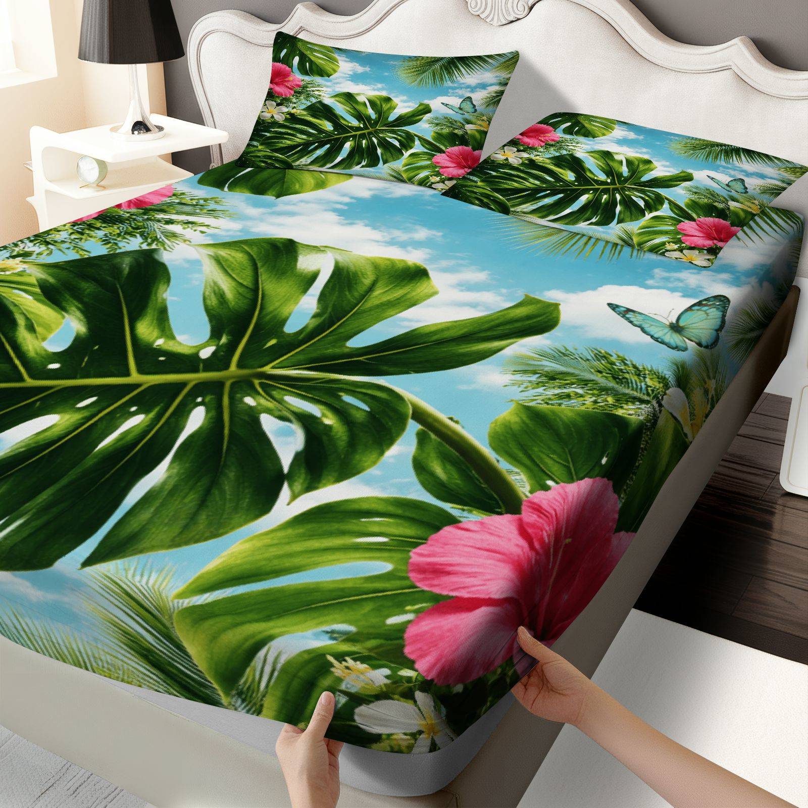 Tropische Hibiscus Beddengoeds - Fitted Bed Sheets Deep Pocket recensie en prijs