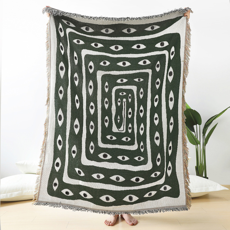 Groen Wit Boze Oog Jacquard Go - Boho Throw Blanket Fringe recensie en prijs
