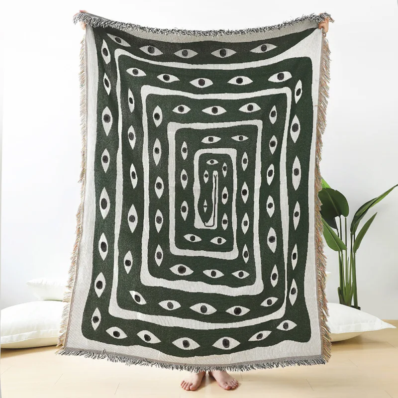 Groen Wit Boze Oog Jacquard Go - Boho Throw Blanket Fringe recensie en prijs